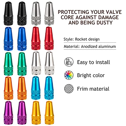 40 Pcs Anodized Aluminum Presta Valve Caps - Multi Color