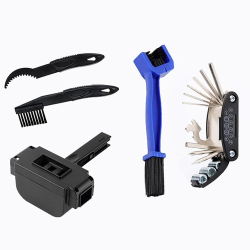 Nohumem] 5-in-1 Bike Chain Cleaner & Emergency Repair Tool Kit - Professional Bicycle Chain Scrubber, Gear Brushes, & 16-in-1 Multi-Tool - Complete Maintenance Set for Road, MTB, & E-Bikes (black)