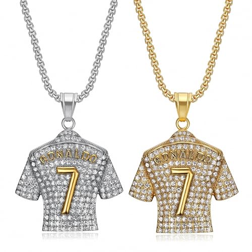 Soccer Jersey Necklace No.7 for Boys and Men - Football Fan Jewelry