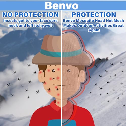 Mosquito Head Net - Black Insect Shield for Outdoor Activities (2pcs)