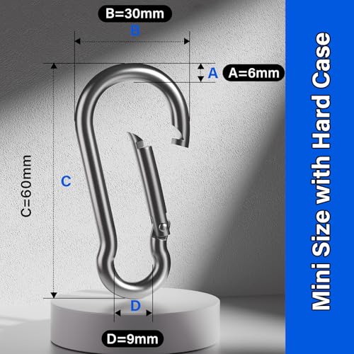 8PCS Heavy Duty Stainless Steel Carabiner Clips - 1360lbs