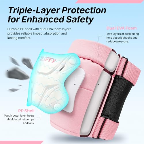 Kids Knee and Elbow Pads Set with Wrist Guards - Adjustable Protective Gear for Skateboarding Biking and More