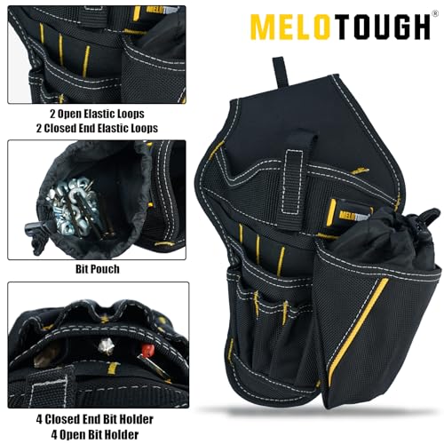MELOTOUGH Impact Holster 3-in-1 Drill Holster Combo with Magnetic Wristband,Tool Belt Drill Holder with Bit Pouch(Right Handed)