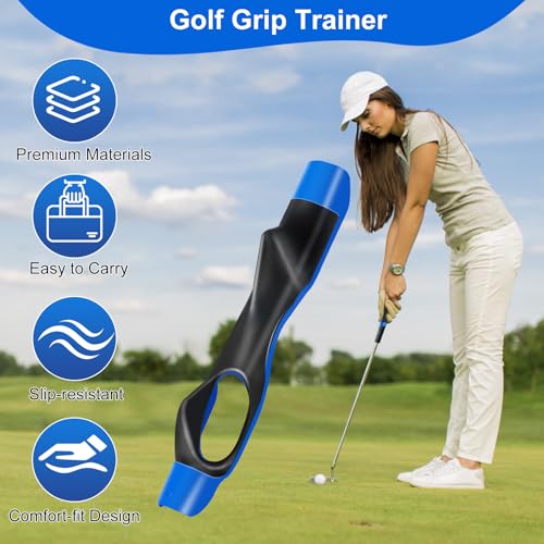 Golf Grip Trainer for Right-Handed Golfers - Swing Correction Aid - Blue