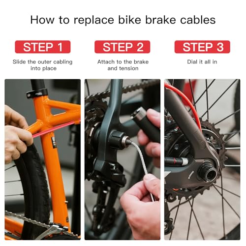 Professional Bicycle Brake Cable Housing - 3 Meters with 12 End Caps, Red