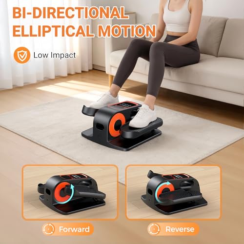 Under Desk Elliptical Exerciser with Remote Control - Black