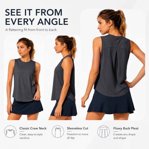 Women's Sleeveless Workout Tank Top - Quick Dry, Small - Dark Grey