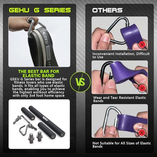 GEKU FIT G Series-01 Resistance Band Workout Bar - Adjustable, Heavy Duty, Max Load 850 lbs