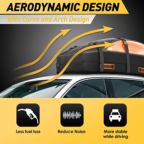 20 Cubic Feet Waterproof Rooftop Cargo Carrier Bag - Black with Orange