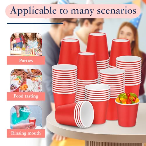 3 oz Red Bathroom Cups - 100 Pack Disposable Mouthwash Cups