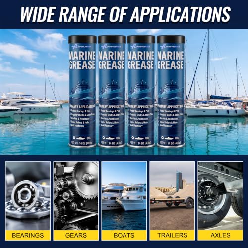Marine Grade Waterproof Grease - 14 oz Tube, High Temp Bearing Lubricant for Boats & Trailers