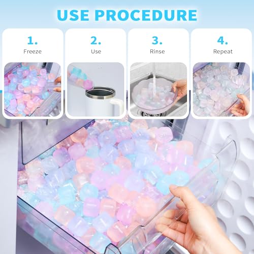 Color-Changing Reusable Ice Cubes for Coolers - 300 Pack, Square, BPA-Free, Non-Melting