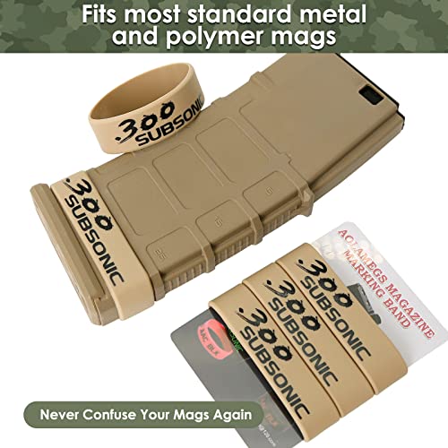 Magazine Identification Bands - 5 Pack Silicone Ammo Marking Bands - 300 Subsonic, Khaki & Black