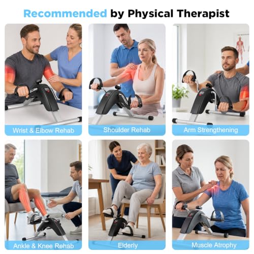 Under Desk Exercise Bike with LCD Monitor - Black Pedal Exerciser