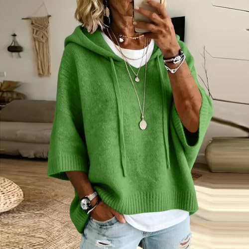 Warm Striped Oversized Hoodie for Women - X-Large Green