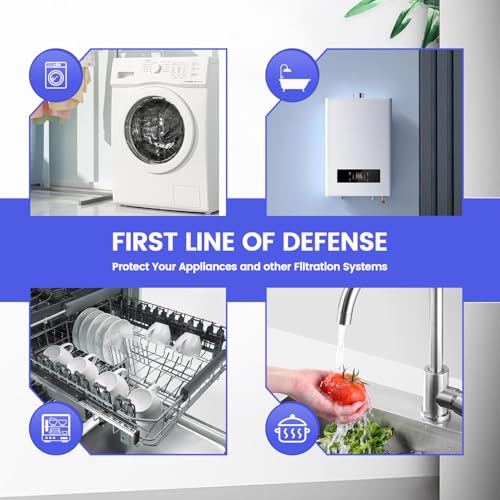 Amwater 304 Stainless Steel 40 Micron Spin Down Water Filter, Whole House Spin Down Sediment Water Filter, Reusable Flushable Pre-Filtration System, 3/4" MNPT + 1/2" FNPT