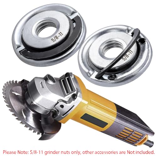 2Pcs Angle Grinder Flange Nuts with 5/8-11 Inch Thread, Quick Change Grinder Flange Locking Nut Metal Angle Grinder Nut for Replacement/Fixing Cutting Discs