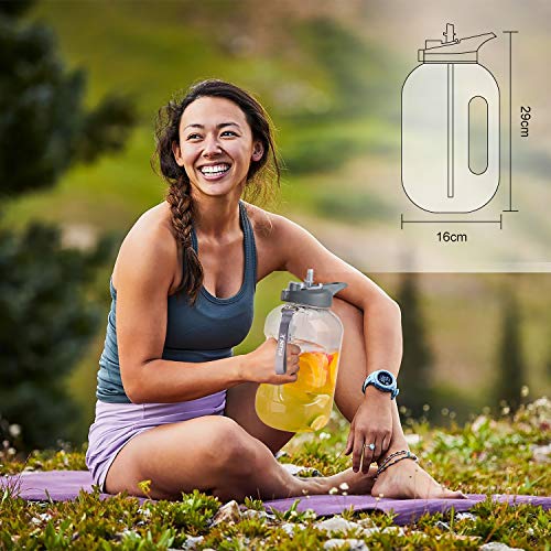 Clear 1 Gallon Water Bottle with Straw & Chug Lid - BPA Free, Leak-Proof, Large Hydration Jug