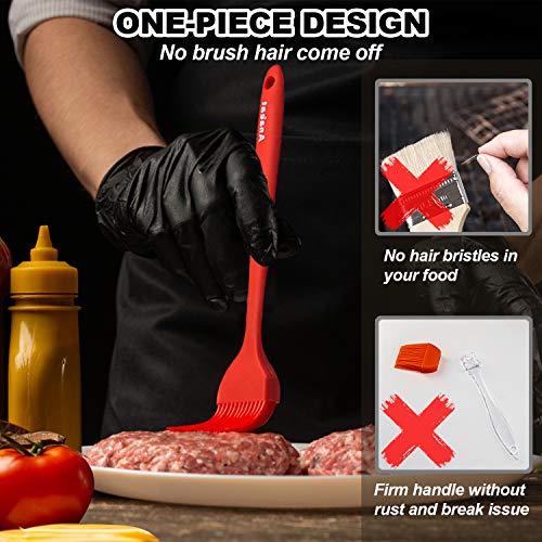 High Heat Resistant Silicone Basting Brush Set - Red 2 Pcs (10"+8.2")