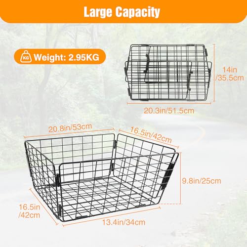 WEEROCK Folding Large Capacity Steel Tricycle Rear Basket for 20-26 Inch Bikes, Black