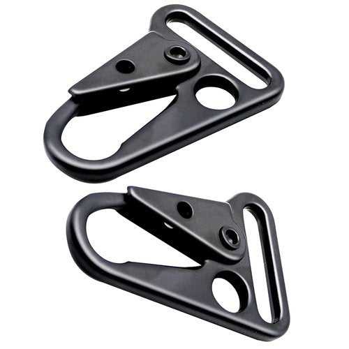 12 Pieces 1 Inch Enlarged Mouth Clip Sling Clasp Hook for Keychain Snap Hooks Outdoor Bag Backpack Tactical Carabiners ((Sling Clip + Key Ring) 1" Black (12-Pack))