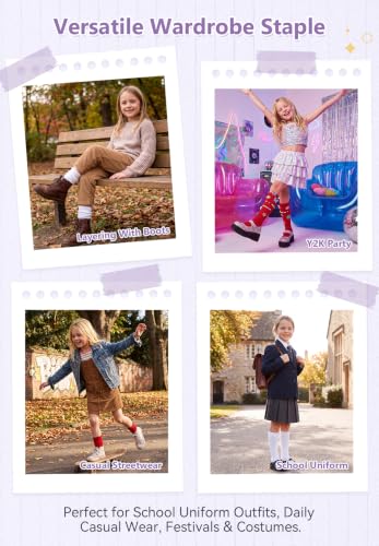 Slouch Knee High Socks for Girls - 2 Pairs, Navy Blue, 5-7 Years