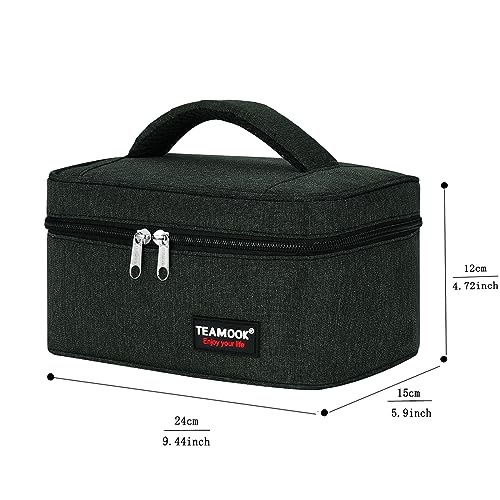 Insulated Mini Lunch Bag - Portable 4.2L Black for Work