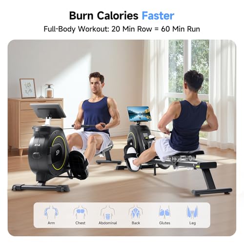Compact Rowing Machine for Home - 350 LB Capacity, 16-Level Magnetic Resistance, Black