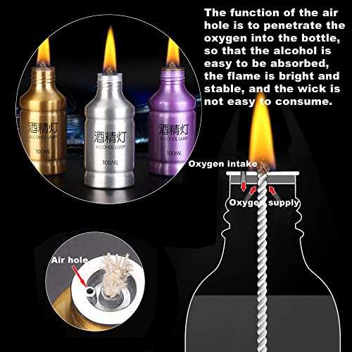 Portable Alcohol Burner Lamp - 100ml Aluminum Alloy, Silver 2Pcs
