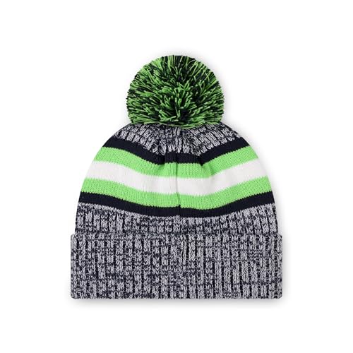 Seattle Seahawks Pom Beanie Hat - Heather Stripe - One Size