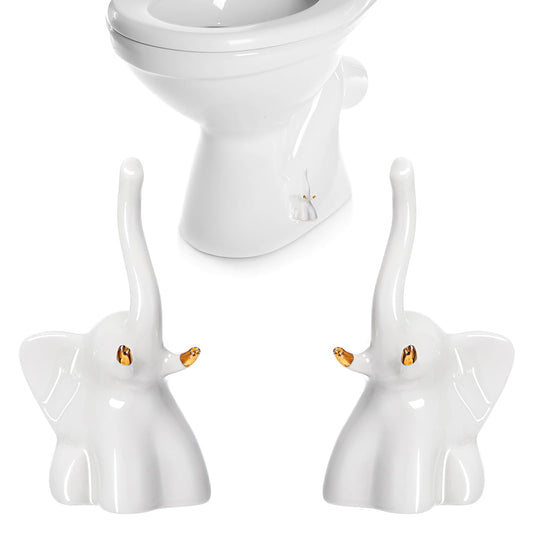 FillTouch 2 Pcs Toilet Bolt Caps, Ceramic Toilet Bolt Covers Decorative Cute Animals Home Bathroom Decor for Easy installation Avoid Rusting(White,Elephant)