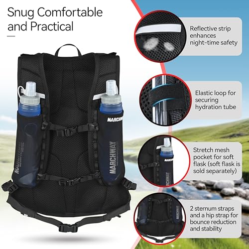 MARCHWAY Black Ultralight Hydration Backpack 3L Water Bladder for Cycling Hiking