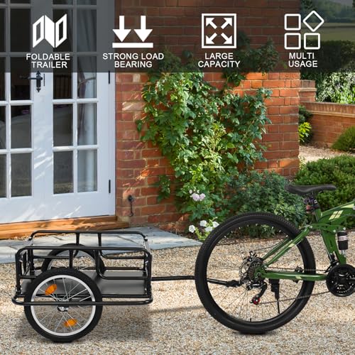 Foldable Bicycle Cargo Trailer with Universal Hitch & 16" Wheels