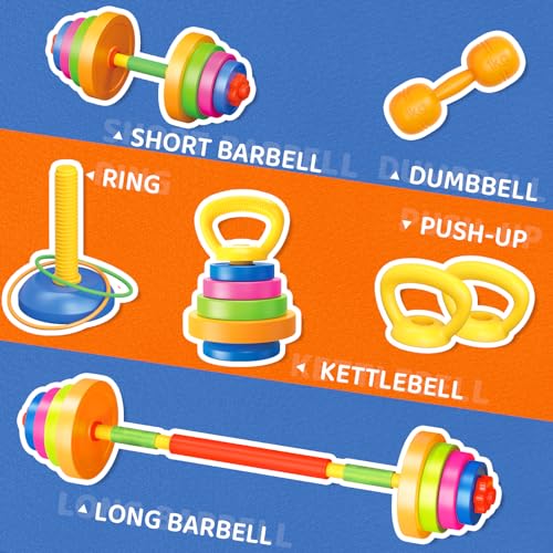 6-in-1 Kids Weight Set, Child Exercise Equipment with Dumbbells & Kettlebell