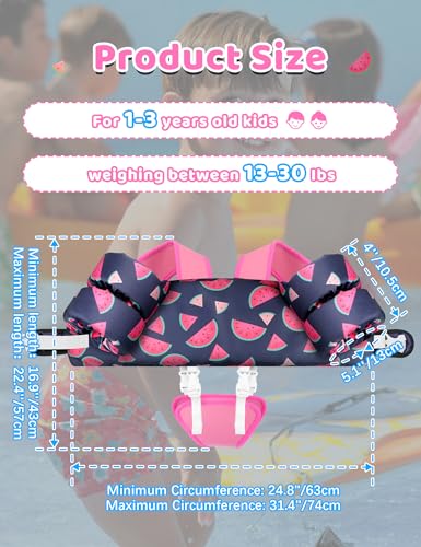 Vvinca Puddle Jumper Toddlers Swim Vest 13-30 lbs Watermelon S 01-Watermelon