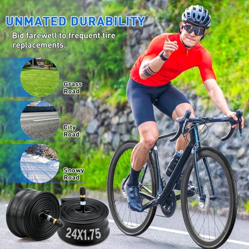 24 x 1.75 Bicycle Tires with Inner Tube & Tire Levers - High-Performance Bike Replacement