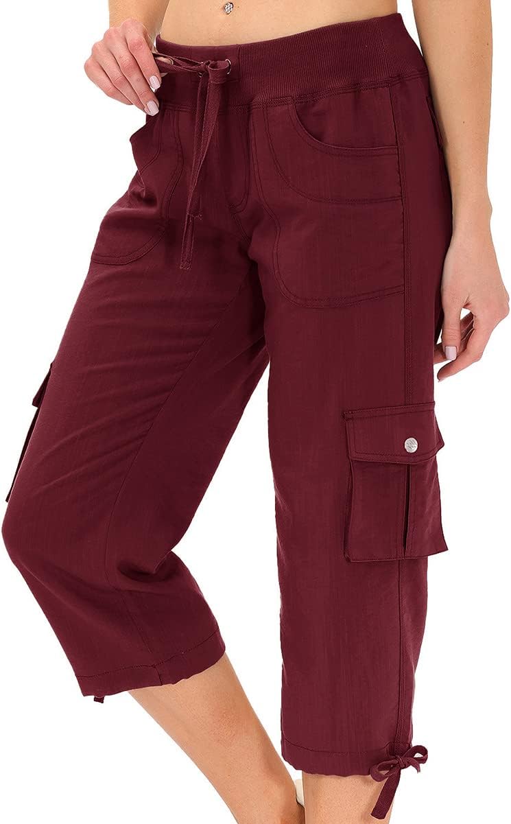 MoFiz Women's Capris - Lightweight Casual Pants with Pockets | Loose Fit Cargo for Hiking
