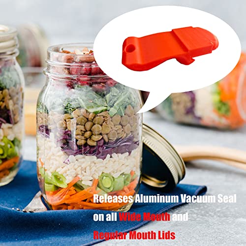 Canning Jar Opener - Easy Release Tool for Wide & Regular Lids, Red