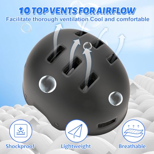 Adjustable Kids Bike Helmet - Medium Black for Multi-Sports