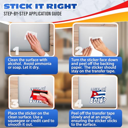 Cuban Flag Stickers - 3 Pcs Vinyl Car Decals - Blue-Red
