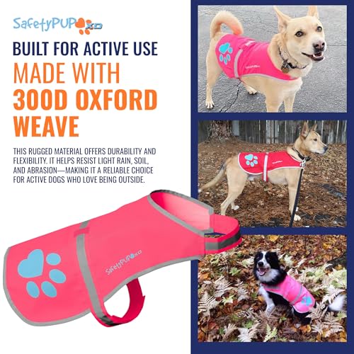 Reflective Dog Vest - Hi-Visibility Medium Safety Gear - Pink