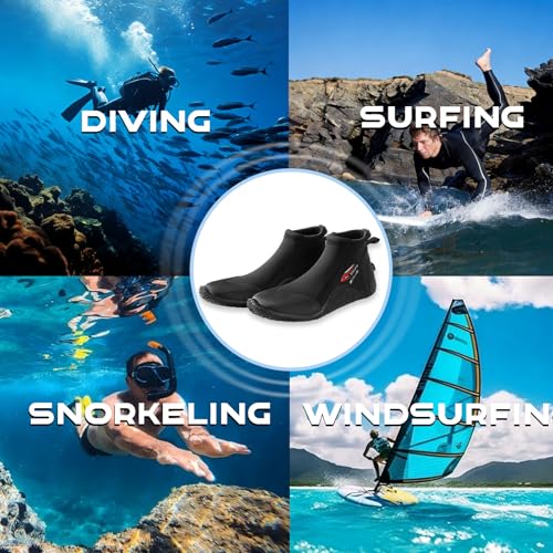 Skyone 3MM Neoprene Dive Boots Men Women, Anti-Slip Rubber Sole, Size 6/7