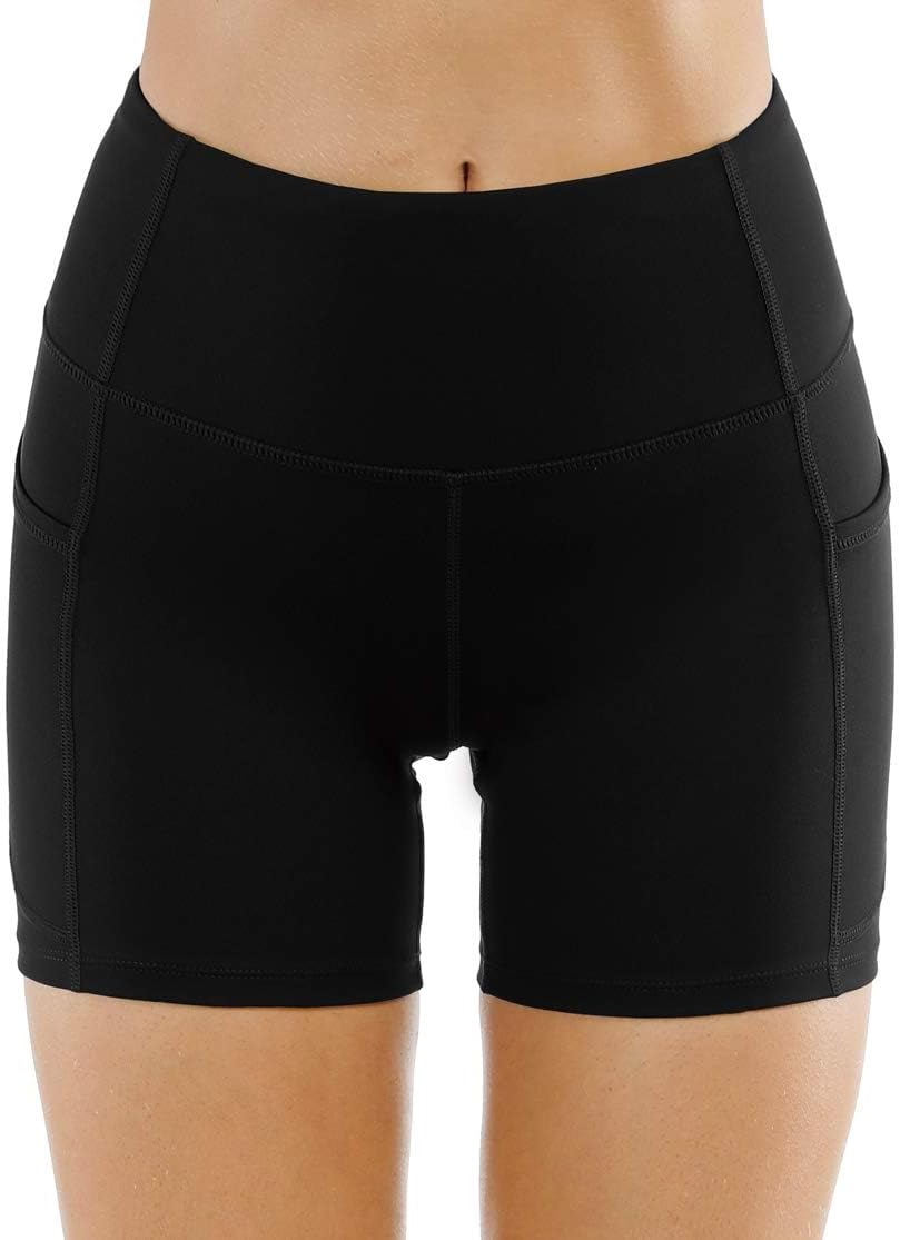 The Gym People High Waist Yoga Shorts - Tummy Control Fitness Shorts with Deep Pockets | Women's Athletic Wear