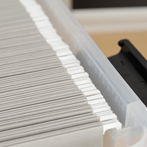 IRIS USA Plastic File Letter/Legal, Water Resistant Document Box, Durable Lid, Seal w/Secure Latching Buckles, Stackable, Nestable, WeatherPro - 1 Pack, Clear