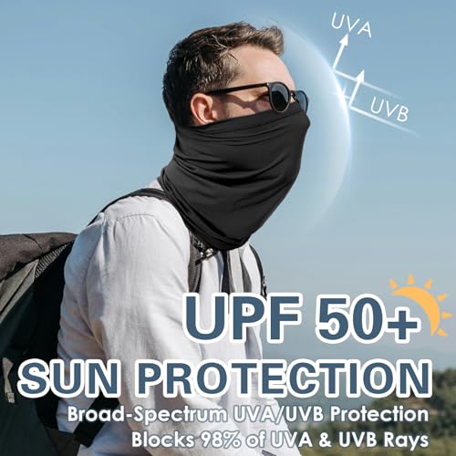 Cooling Neck Gaiter - UV Protection Face Cover Scarf - Black, One Size