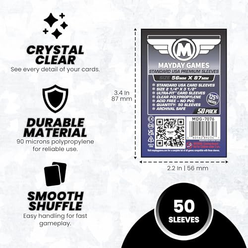 Premium USA Standard Card Sleeves 56x87mm - 90 Micron Protector - 50 Pack