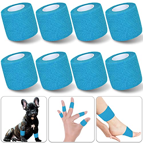 8-Pack 2" x 5 Yards Self-Adhesive Cohesive Bandage Wrap - Blue