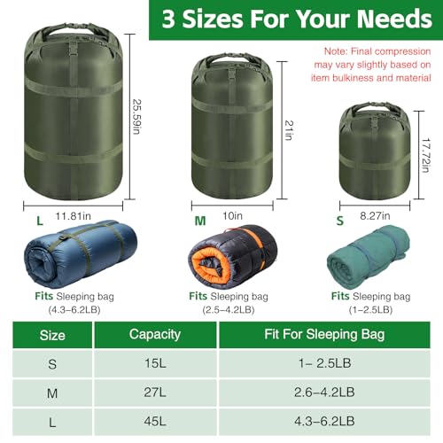 Large Ultralight Compression Sack for Sleeping Bags - Portable Outdoor Storage