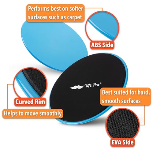 Dual-Sided Core Sliders for Workout & Fitness - 2 Pack - Blue