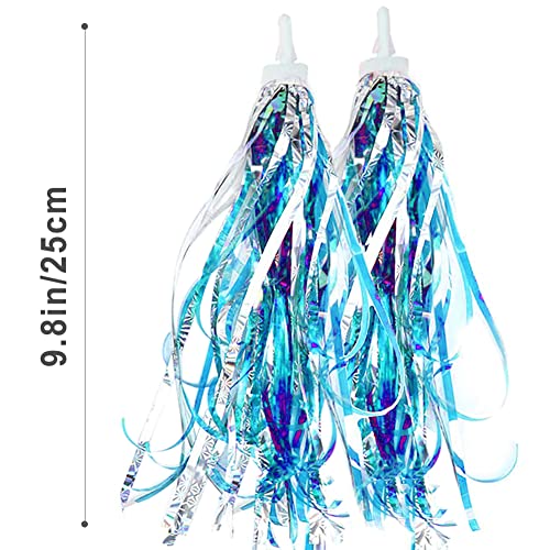 Kids Bike Handlebar Streamers - Shiny Blue Tassel Ribbons